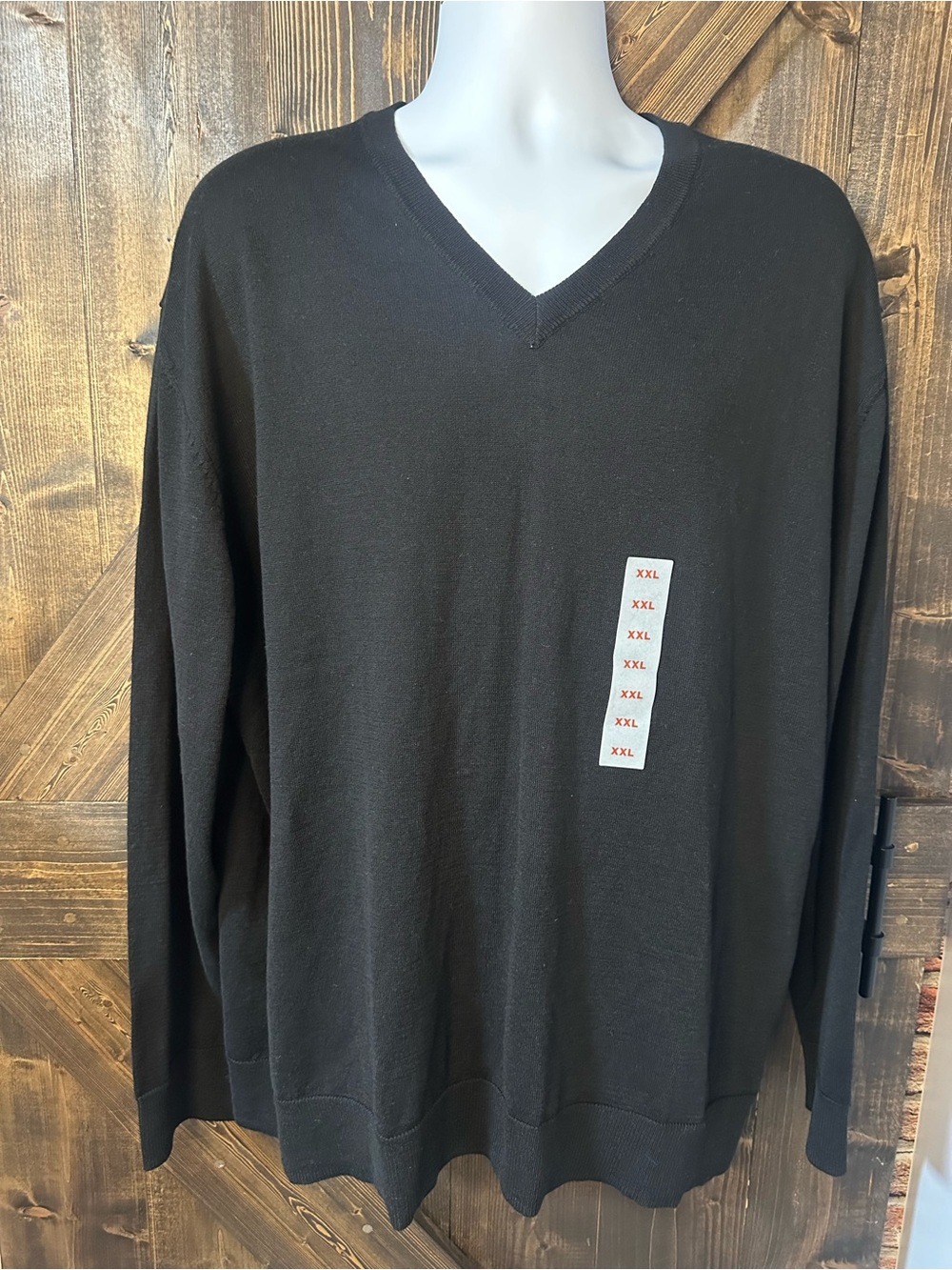 Men's Black V-Neck Sweater - Classic Lightweight Pullover